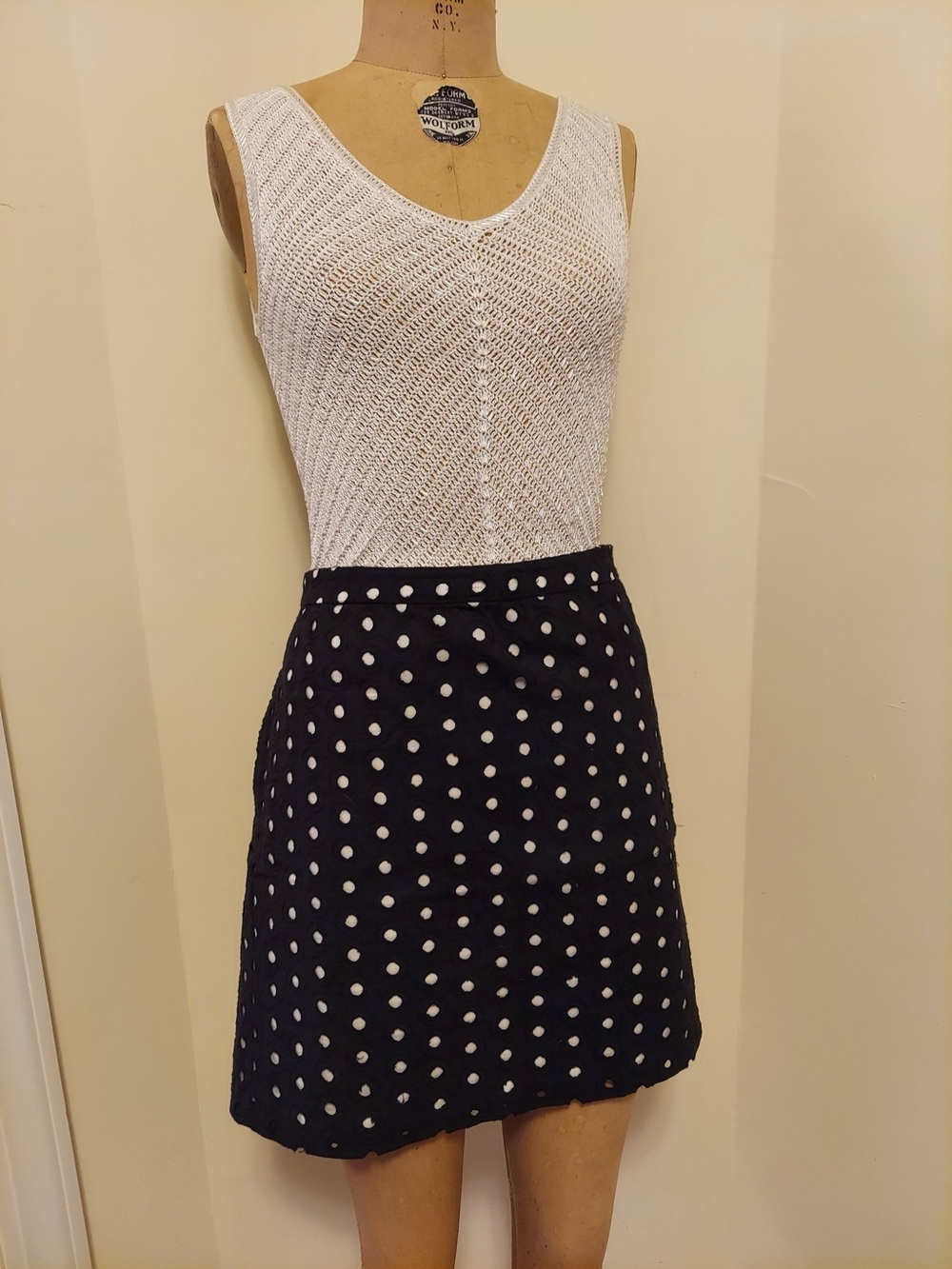 LOFT Black Eyelet A-Line Skirt